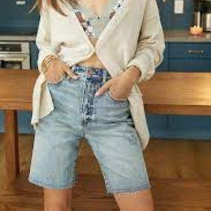 ANTHROPOLOGIE PILCRO DENIM SUPER HIGH RISE RAW HEM BERMUDA SHORTS - 29